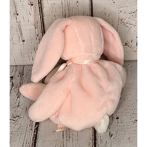 7" 1996 Vintage Ty Beanie Babies Pastel Pink Hoppity Bunny Rabbit Plush Beanbag - Picture 2 of 4